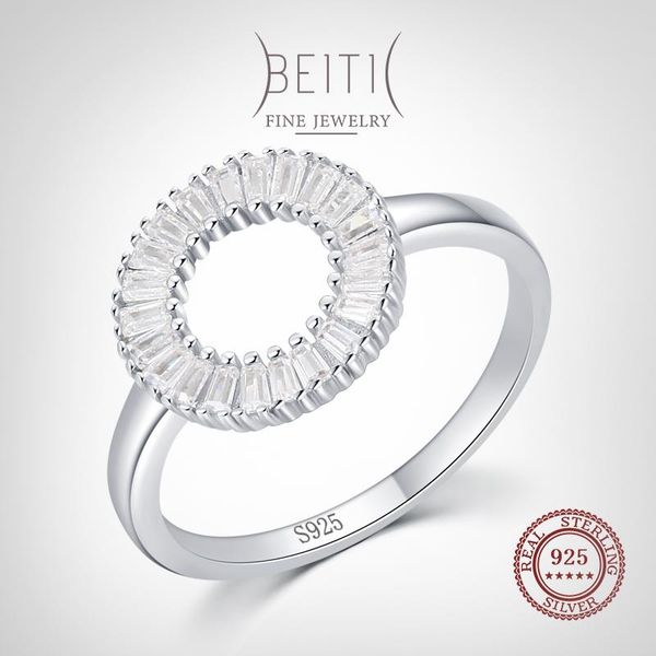 

cluster rings beitil dazzling clear zircon round 925 sterling silver finger ring for women classic luxury wedding accessories jewelry gift, Golden;silver