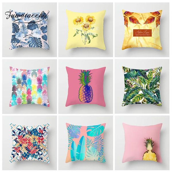 

cushion/decorative pillow fuwatacchi painted plant cushion cover leaf pineapple flower decoration home sofa throw polyester pillowcases