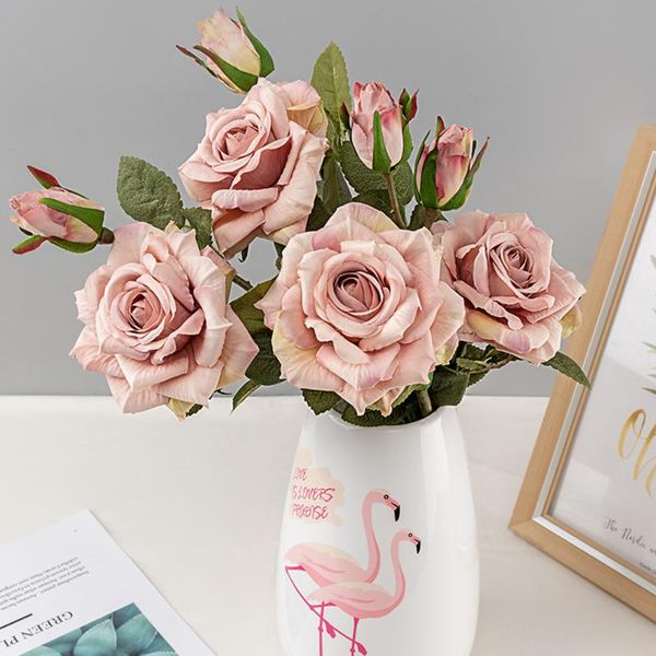 

decorative flowers & wreaths vintage beautiful artificial for decoration rose silk big fake branch wedding home decor living room christmas
