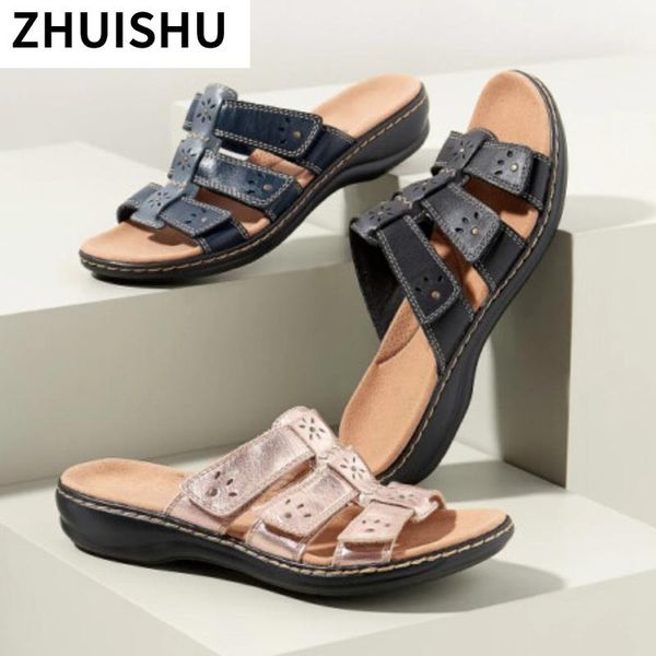 

sandals women summer slippers comfortable for lady shoes solid beach outdoor flats wedges soft bottom, Black