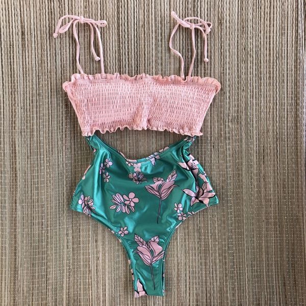 

ruffle women swimwear one piece swimsuit push up monokini bodysuit print swim suit bathing suit beach wear summer 210315, White;black