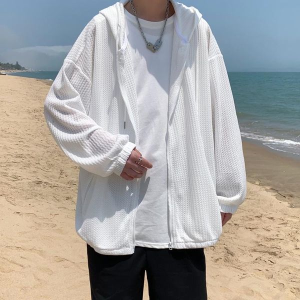 

men's jackets summer jacket men quick dry thin breathable sun-protective outwear clothes teenagers women hooded loose basketball sports, Black;brown