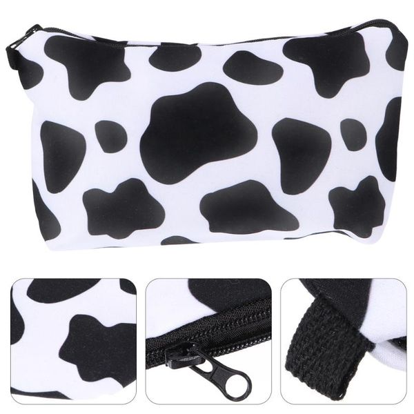 

1pc portable cow printing bag large capacity skin care products storage bag
