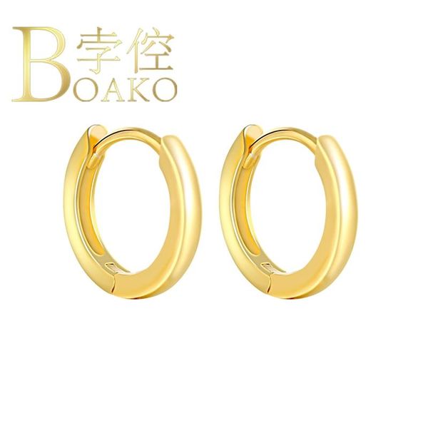 

hoop & huggie boako glossy piercing earring s925 silver earrings for women fashionable girl fine jewelry aretes pendiente brinco gift, Golden;silver