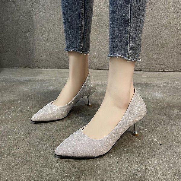 

dress shoes women party night club pink golden high heel lady cute silver pumps sweet mujer tacones altos, Black