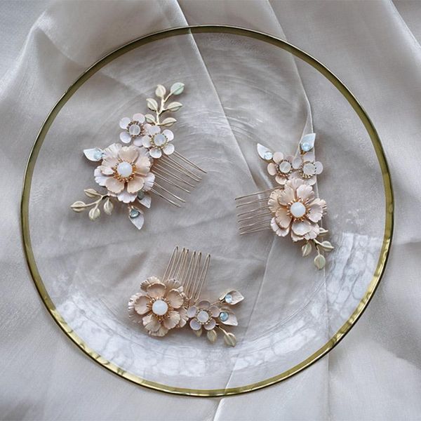 

hair clips & barrettes hand painted floral bridal small combs pins leaf women headpiece vintage wedding prom accessories, Golden;silver