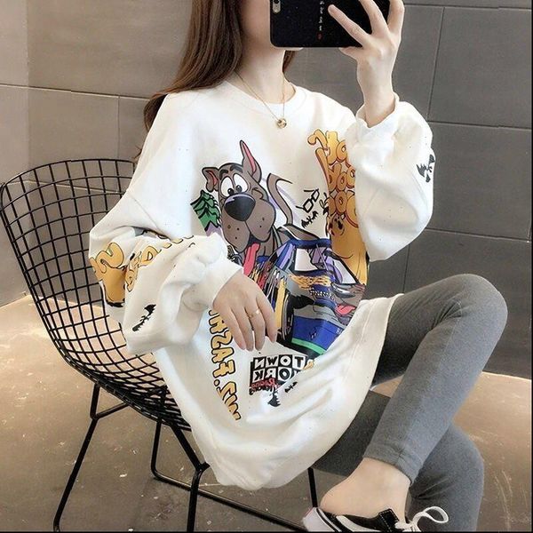 

cotton included] spring thin sweater female students long loose korean fashion ins jacket lazy wind jacket, White