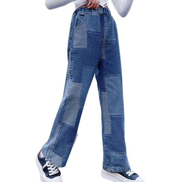 

jeans for girl patchwork girls pants casual style kid spring autumn children's clothing 6 8 10 12 14, Blue