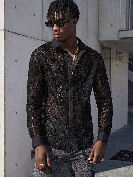 

men button up lace shirt z2e2#, White;black