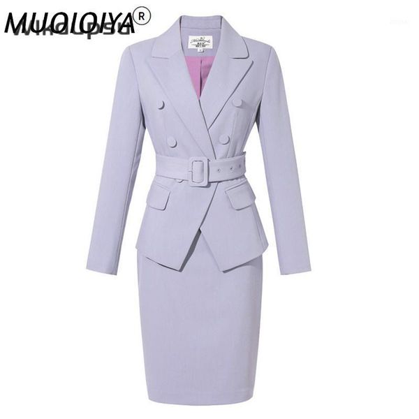 

two piece dress skirt suit set women elegant formal office ladies slim fit luxury blazer jacket and work business clothes female, White