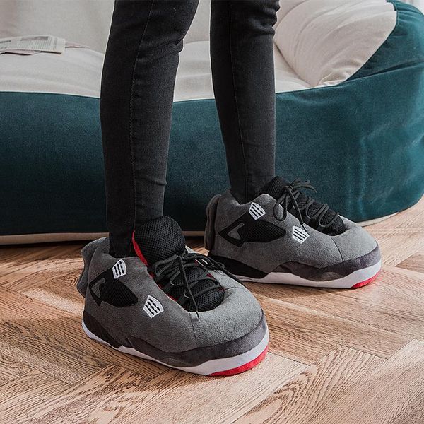 

slippers winter warm women cute home  sneakers men house floor cotton shoes woman eu 35-44 plush sliders, Black