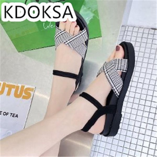 

sandals summer 2021 web celebrity casual sandal feminine fairy flat student simple fresh roman shoe trend, Black