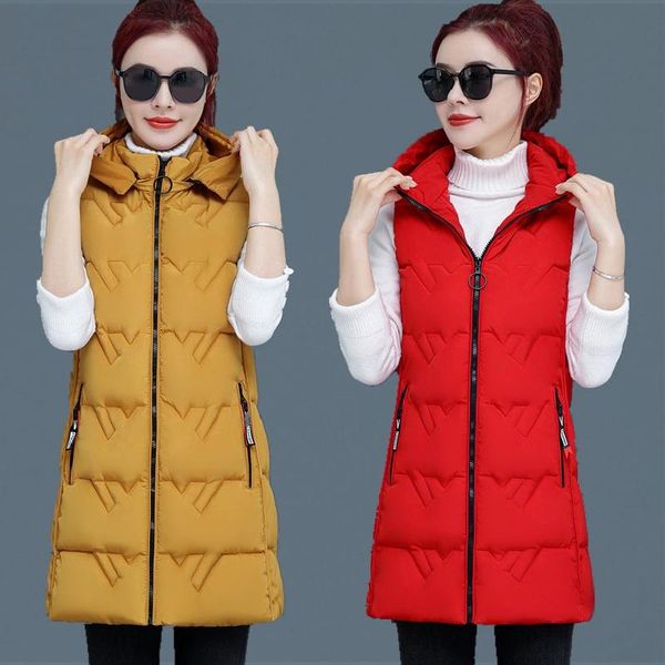 

women's vests women cotton vest autumn winter removable hooded thick warm sleeveless jacket casual waistcoat plus size 4xl ladies parka, Black;white