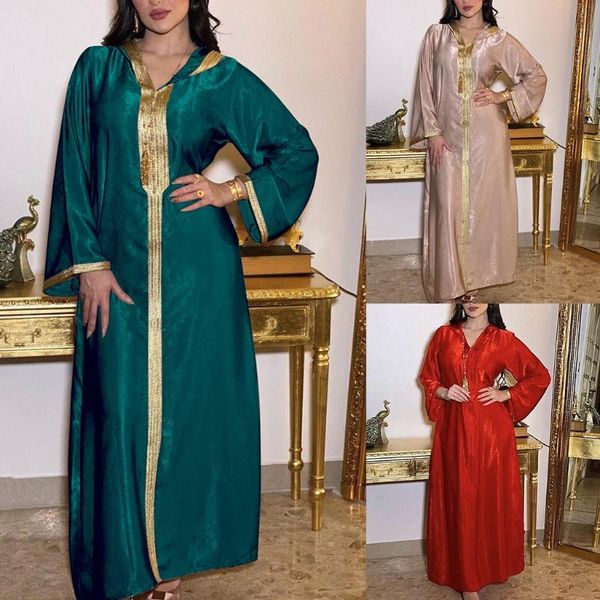

ethnic clothing dubai arabic muslim maxi dress women long sleeve velvet hooded robe kaftan gown, Red
