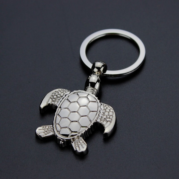 

10pieces/lot anime keychain metallic animal cute turtle keychain black zinc vivid small animal keychain, Silver
