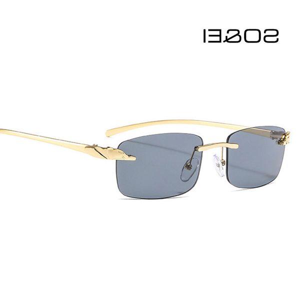 

so&ei vintage unique cheetah rimless rectangle sunglasses women candy colors clear lens eyewear brand designer men sun glasses glasses whole, White;black