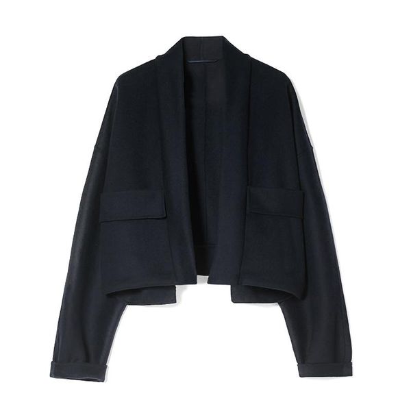 

women's wool & blends 2021 style real coat fashion short jacket cashmere outerwear autumn fur coats s8758, Black