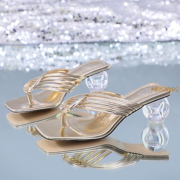 

summer crystal ball heel women's slippers square toe solid strange style ladies flip flops pinch high heel women's slippers, Black