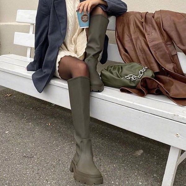 

boots 2021 women fashion shoes platform ladies keep warm long woman comfortable female outdoor footwear, Black