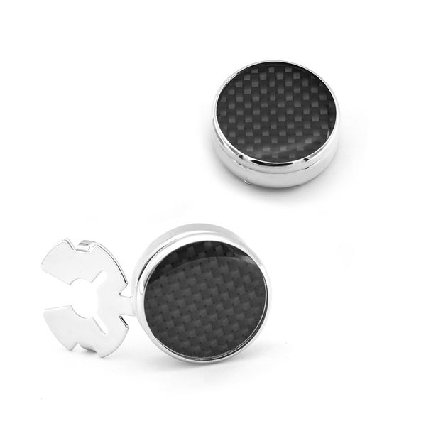 

men's normal shirt cuff links quality brass material carbon fibre design button cover cufflinks wholesale & retail, Silver