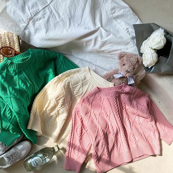 

pullover 2021 girls boys knitted sweater autumn winter full sleeve fashion kids 1-8 years wd317, Blue