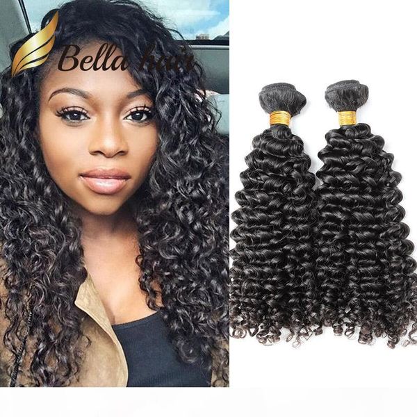 

bella hair peruvian human hair weft natural color curly hair weaves 2pcs lot 10-24inch 9a hair extensions julienchina ing, Black