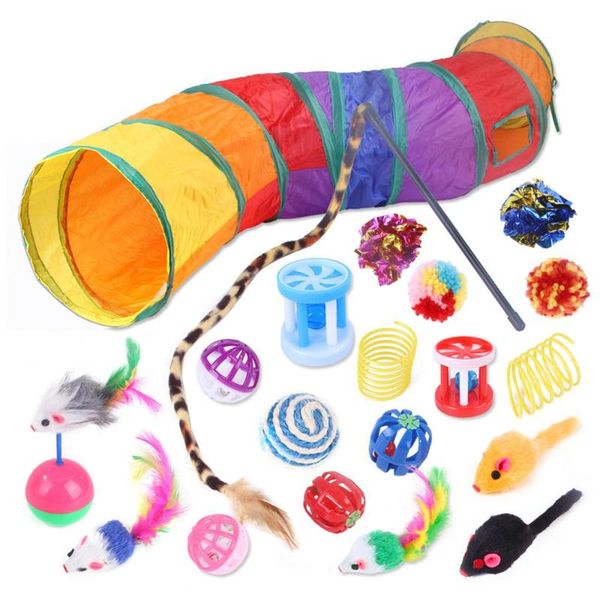 

cat toys 21/20pcs pompom feather for teasing stick kitten teaser ball replacement durability funny bite squeak bell toy