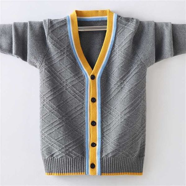 

autumn kids boys sweaters children england style coats v-neck knit sweater for baby cardigans girls outerwear 6 10 14y 211106, Blue