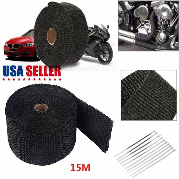 

motorcycle exhaust system one roll of heat wrap 15m performance manifold downpipe +10 cable ties pipe fitting