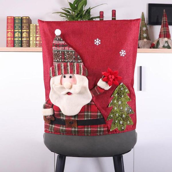 

chair covers santa clause holiday party decor dining kitchen christmas decoration back elastic stretch cover #p2