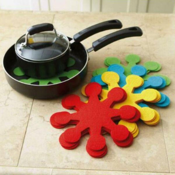 

4pcs easter flower-shaped pot pan dish protectors holders anti-scratch pads dividers cup mats drinking coasters