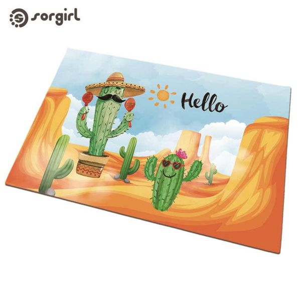 

carpets hello desert cactus rainforest plant nordic ins front door mat carpet entrance indoor natural non-slip floor bathroom rug