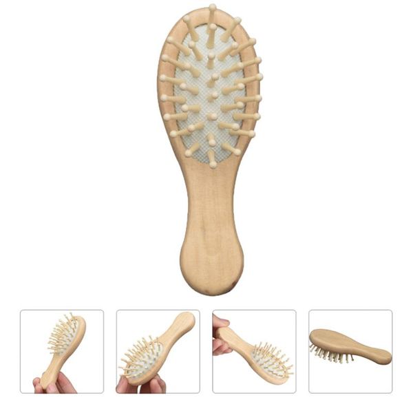 

hair brushes 1 set 3pcs portable combs comfortable mini airbag practical wooden, Silver