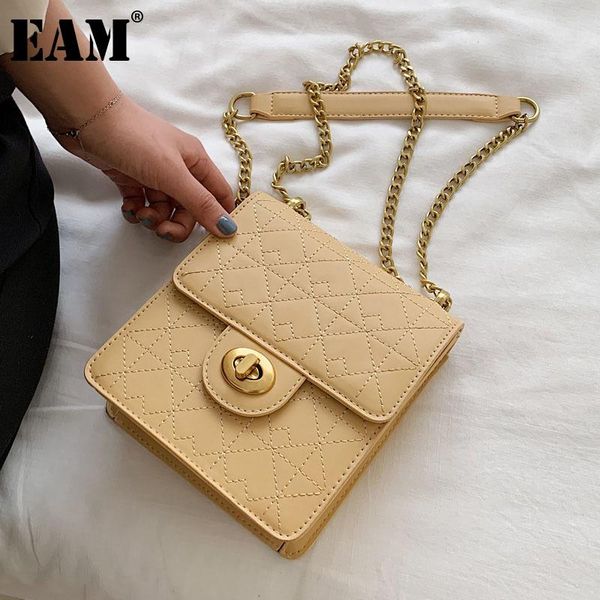 

cross body [eam] women embroidery mini chains pu leather flap personality all-match crossbody shoulder bag fashion tide 2021 18a2068