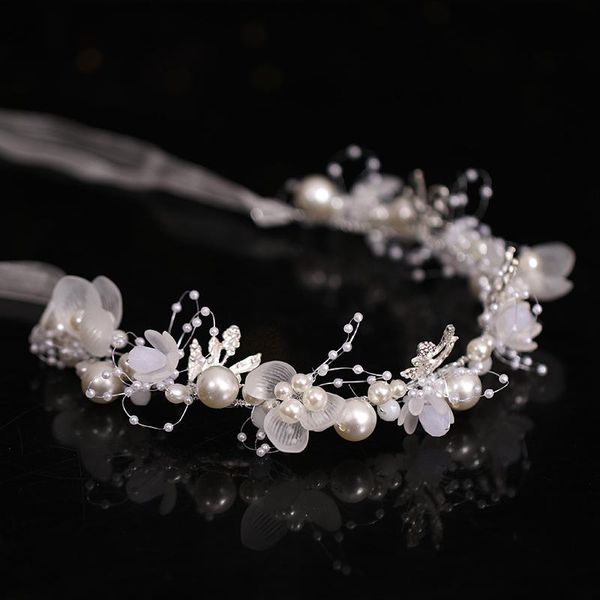 

hair clips & barrettes pearl bridal headpieces with ribbon handmade simple wedding headband accessories for party bn, Golden;silver