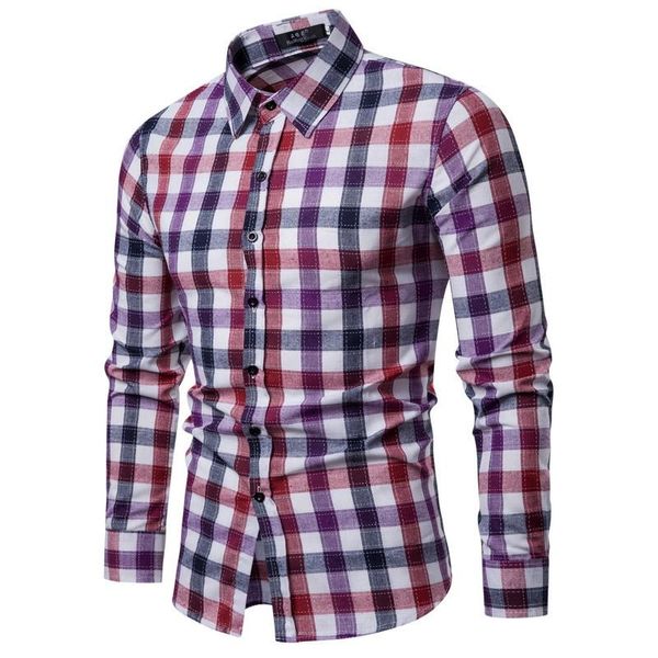 

men's casual shirts coloured checked shirt with long sleeves fashion trend biouse drop, White;black