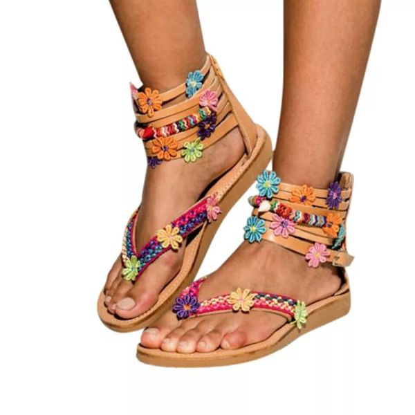 

sandals ladies large size women's shoes famous family wind bohemian spot, Black