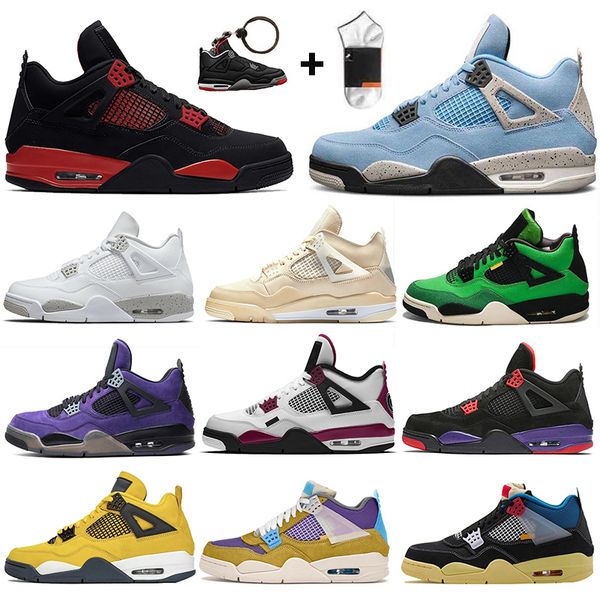 

2021 desert moss basketball shoes manila men women jumpman 4 4s white oreo university blue fire red thunder off trainers sneakers size 36-47