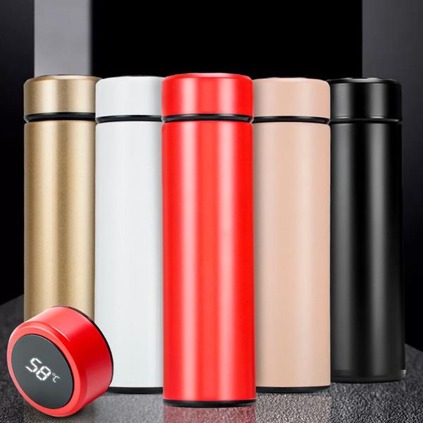 

water bottles 500ml temperature display stainless steel touch screen insulation cup outdoor sports