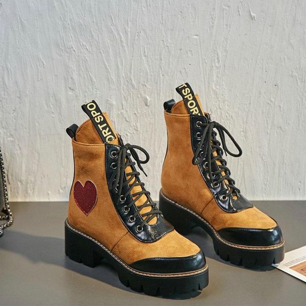 

boots sianie tianie 2021 wholesale punk lace up woman ankle platform riding winter warm women shoes footwear, Black