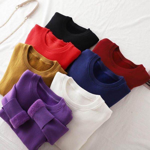 

women's sweaters plus size slim pullover stretch fleece turtleneck sweater women thicken warm autumn winter clothes knitted c6777, White;black