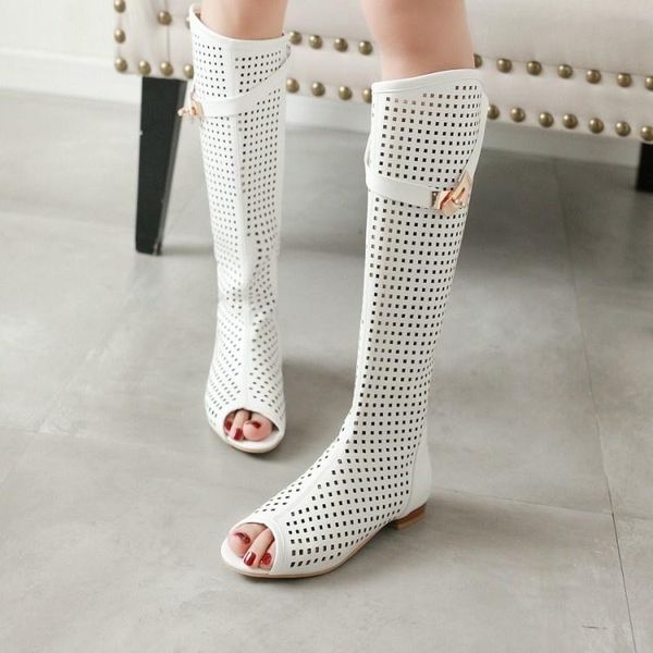 

sandals spring and summer fish mouth hollow hole shoes korean cool boots low heel thick casual, Black