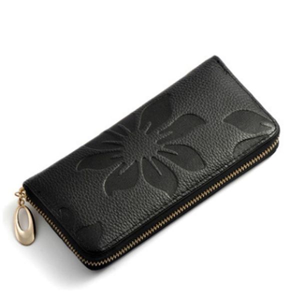 

wallets 2021 style long zipper leather female wallet, Red;black