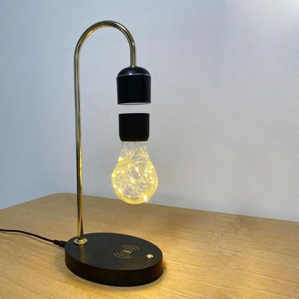 

floating lamp black levitating light bulb led magnetic floating desk lamp novelty gifts wireless charging table led home decor