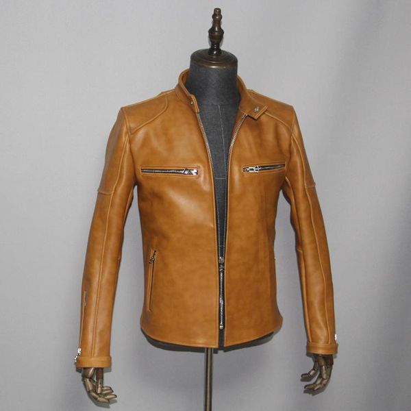 

men's leather & faux yr.quality batik cowhide jacket.vintage heavy genuine coat,slim motor biker wear.thick.sales, Black