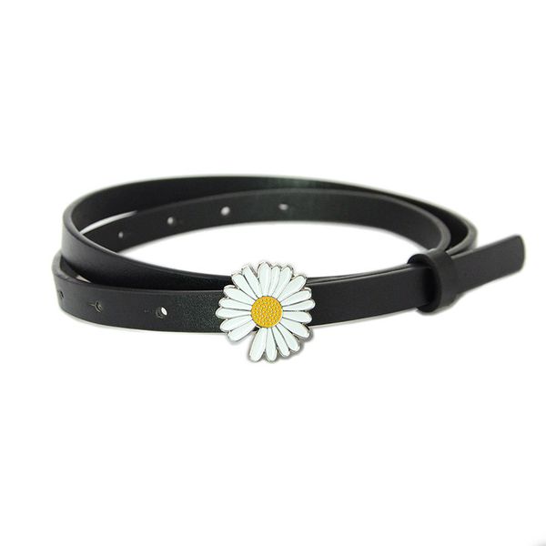 

new women's thin belt, women's fashion, high-end temperament, slim fitting decoration, daisy belt with dress coat, Black;brown