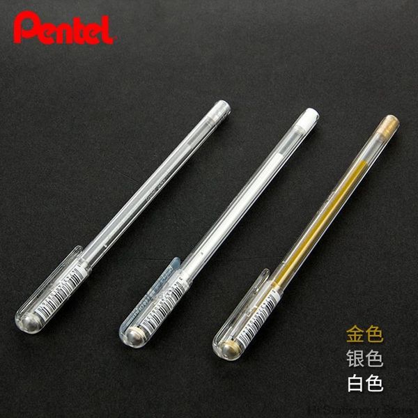 

gel pens 6 pieces pentel 0.8 mm metallic ink pen k108 gold white high-gloss