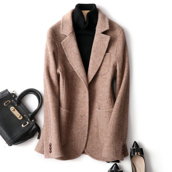 

women's wool & blends 2021 korean style coat short woman parkas autumn women coats ladies casaul fashion clothes doudoune femme wpy1894, Black