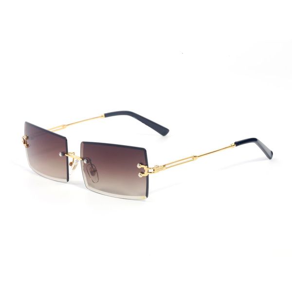 

luxury designer fashion cart/er sunglasses pawes vintage rimless c wire women eyewear for summer diamond cutting clear glasses metal frame o, White;black