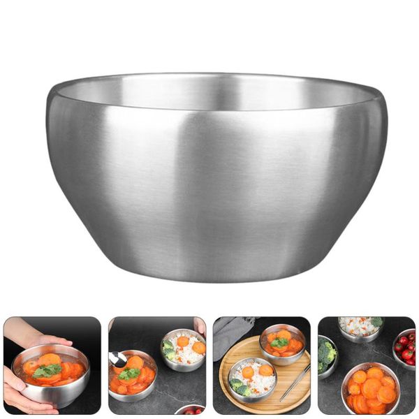 

bowls 2pcs stainless steel instant noodle double layer rice (14cm)